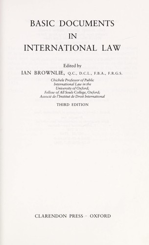Cover for Basic documents in international law
