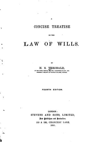Cover for A concise treatise on the law of wills.