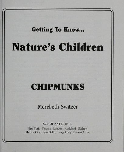 Cover for Getting to Know Natures Children Chipmunks and Beavers