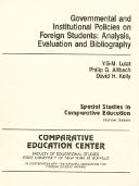 Cover for Governmental and Institutional Policies on Foreign Students