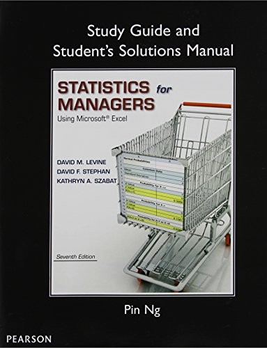 Cover for Study Guide and Student's Solutions Manual Statistics for Managers Using Microsoft Excel