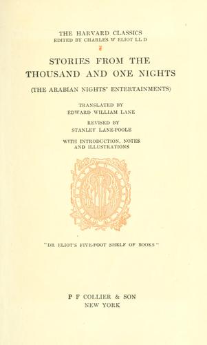 Cover for Stories from the Thousand and one nights (the Arabian nights' entertainments)  Translated by Edward William Lane, rev. by Stanley Lane-Poole, with introd., notes and illus.