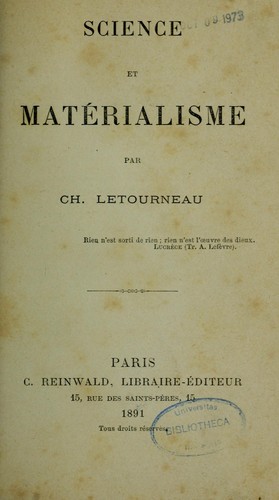 Cover for Science et matérialisme