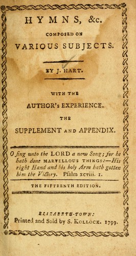 Cover for Hymns, &c. composed on various subjects