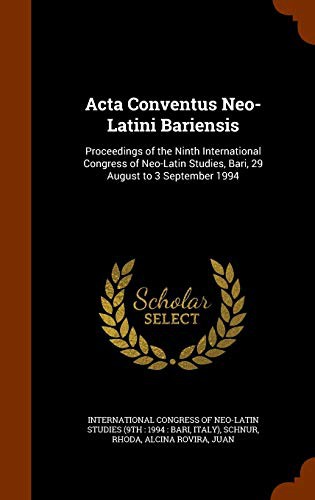Cover for Acta Conventus Neo-Latini Bariensis