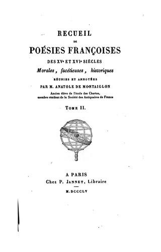 Cover for Recueil de poésies françoises des XVe et XVIe siècles
