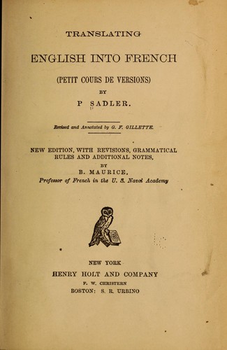 Cover for Translating English into French