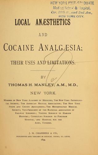 Cover for Local anaesthetics and cocaine analgaesia