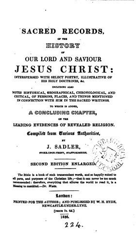Cover for Sacred records of the history of our Lord and Saviour Jesus Christ