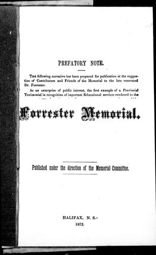 Cover for The Forrester memorial
