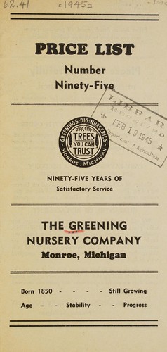Cover for Price list Number Ninety-five