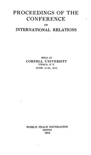 Cover for Proceedings of the Conference on International Relations