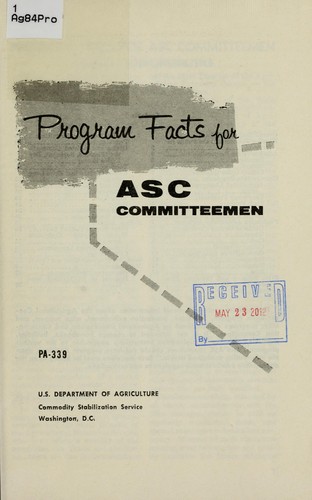 Cover for Program facts for ASC committeemen