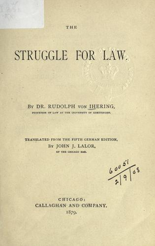 Cover for The struggle for law