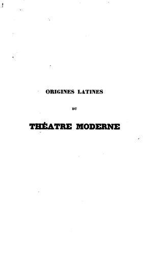 Cover for Origines latines du théatre moderne