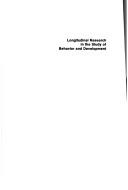 Cover for Longitudinal research in the study of behavior and development