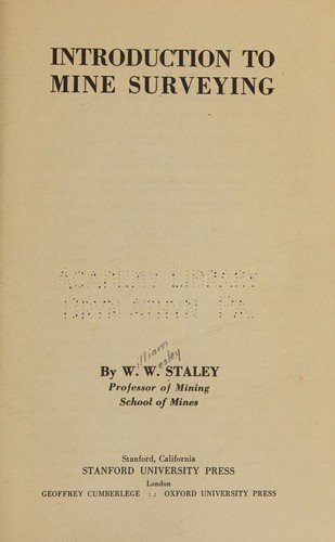 Cover for Introduction to Mine Surveying