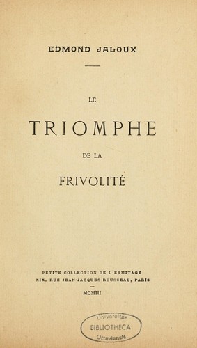 Cover for Le triomphe de la frivolité
