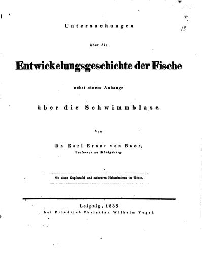 Cover for Untersuchungen über die Entwickelungsgeschichte der Fische