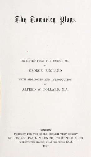 Cover for The Towneley plays.