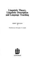 Cover for Linguistic theory, linguistic description, and language teaching