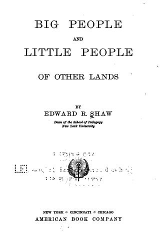 Cover for Big people and little people of other lands