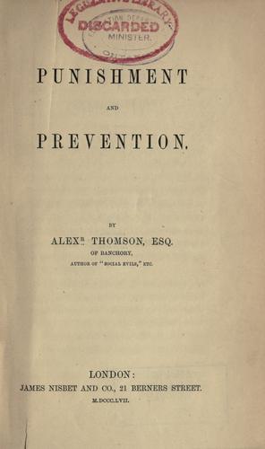 Cover for Punishment and prevention