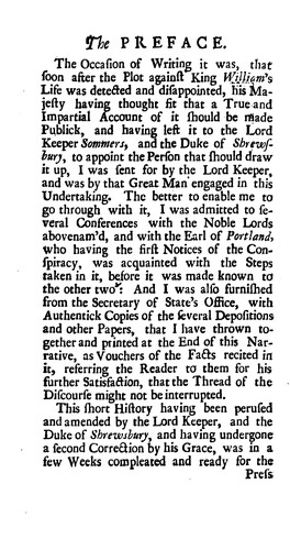 Cover for A true and impartial history of the conspiracy against ... king William iii ... in ... 1695: of ...
