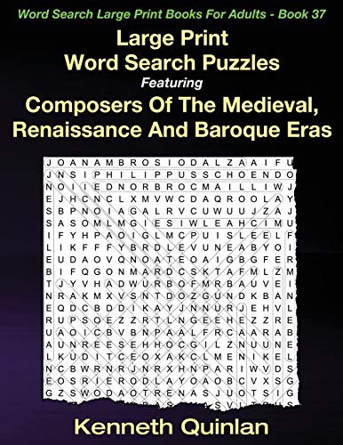 Cover for Large Print Word Search Puzzles Featuring Composers Of The Medieval, Renaissance And Baroque Eras