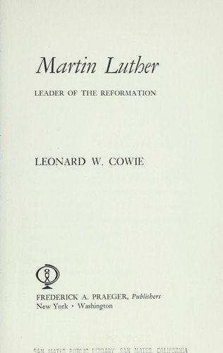 Cover for Martin Luther, leader of the Reformation