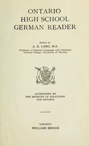 Cover for Ontario High School German Reader