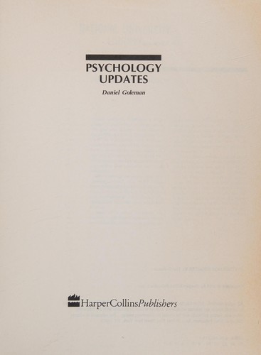 Cover for Psychology updates
