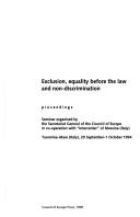 Cover for Exclusion, equality before the law and non-discrimination