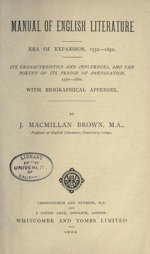 Cover for Manual of English literature
