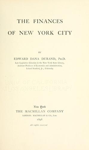 Cover for The finances of New York City