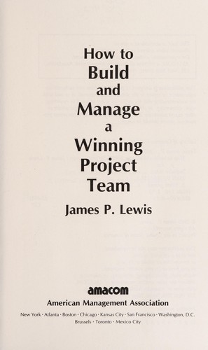 Cover for How to build and manage a winning project team