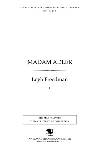 Cover for Madam Adler