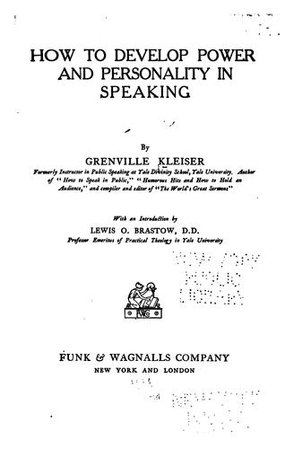 Cover for How to Develop Power and Personality in Speaking