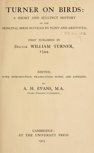 Cover for Turner on birds