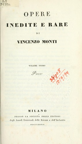 Cover for Opere inedite e rare
