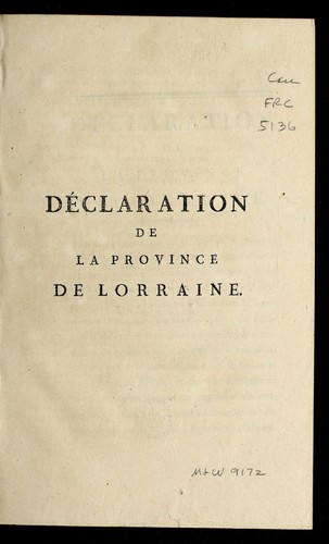 Cover for De claration