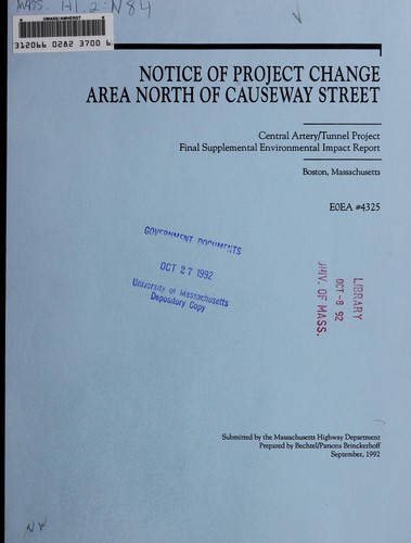 Cover for Notice of project change area north of Causeway Street