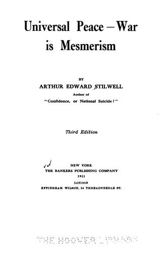 Cover for Universal Peace--war is Mesmerism