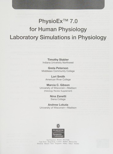 Cover for PhysioEx 7.0 for human physiology