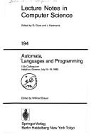 Cover for Automata, languages, and programming