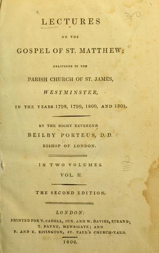 Cover for Lectures on the gospel of the St. Matthew