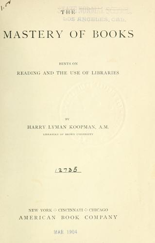 Cover for The mastery of books