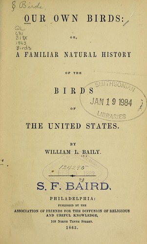 Cover for Our own birds, or, A familiar natural history of the birds of the United States