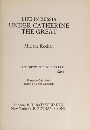 Cover for Life in Russia Under Catherine The Great