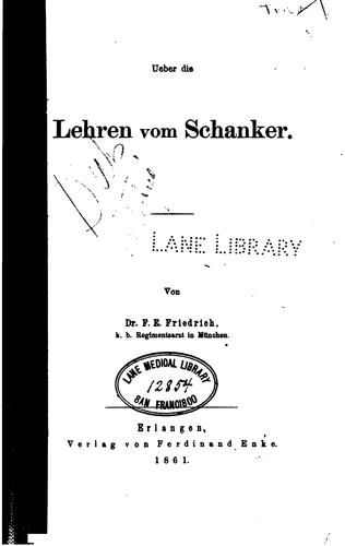 Cover for Ueber die Lehren vom Schanker